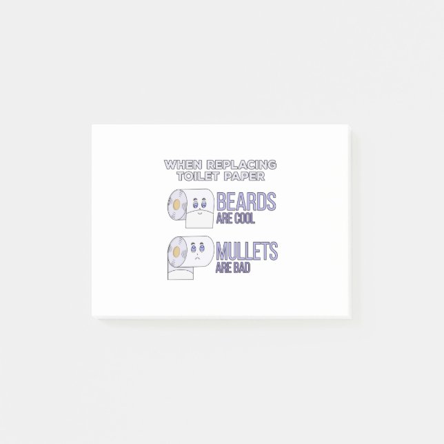Replacing Toilet Paper Beards and Mullets Humour Post-it Notes (Front)