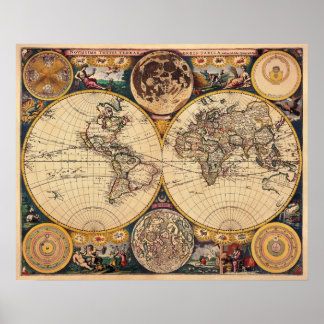Replica Antique Map of the World Poster