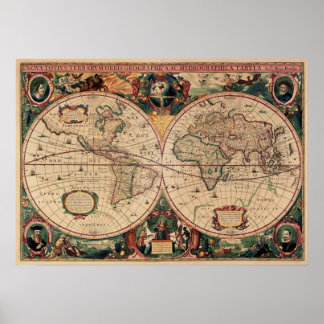 Replica Antique Map of the World Poster