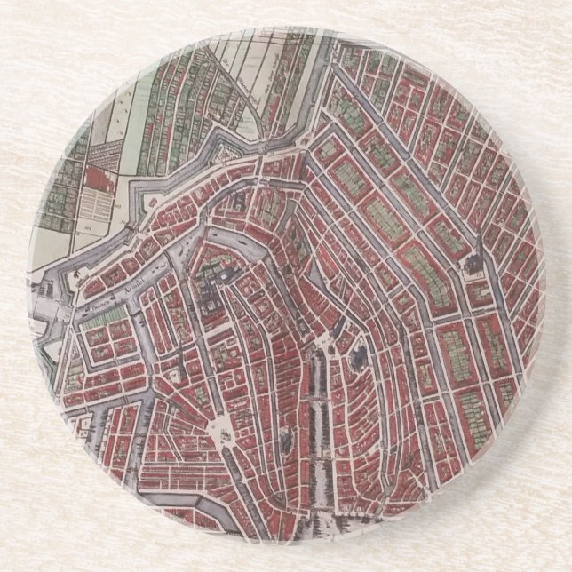 Replica city map of Amsterdam 1652 Coaster (Front)