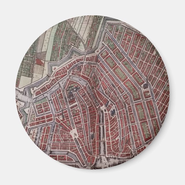 Replica city map of Amsterdam 1652 Magnet (Front)