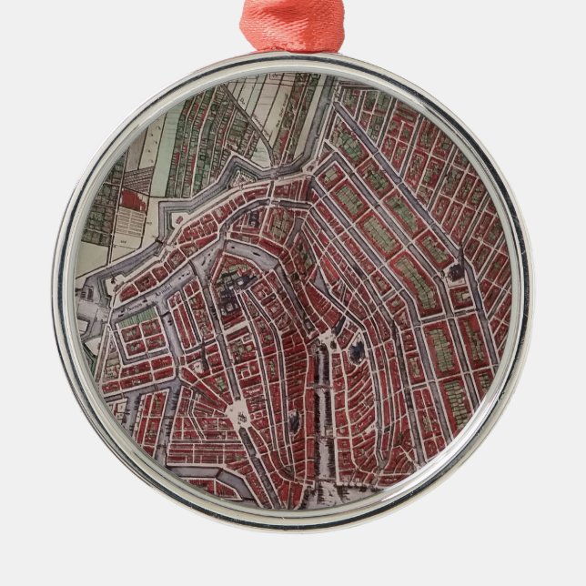 Replica city map of Amsterdam 1652 Metal Tree Decoration (Front)