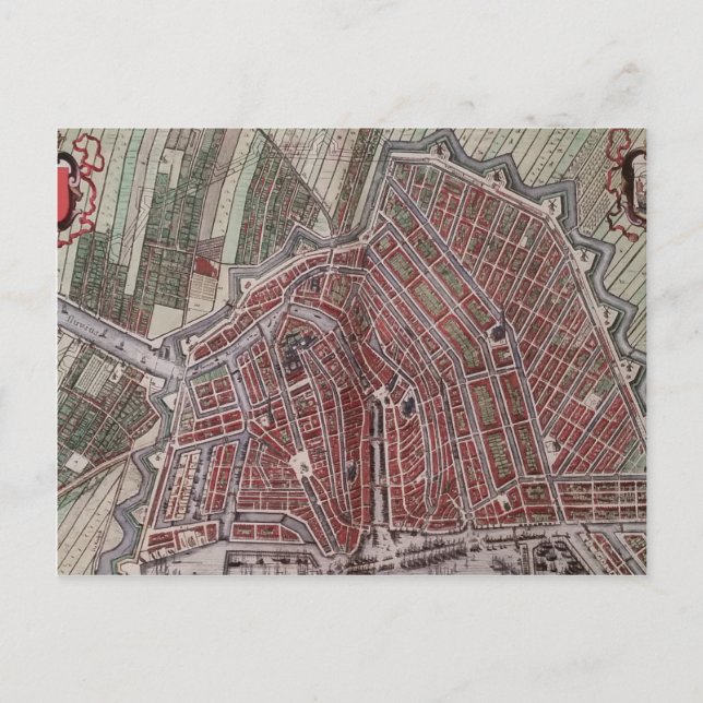Replica city map of Amsterdam 1652 Postcard (Front)