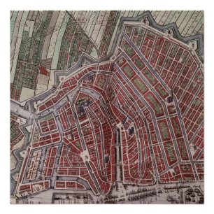 Replica city map of Amsterdam 1652 Poster