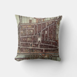 Replica city map of Delft 1649 Cushion