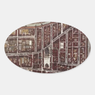 Replica city map of Delft 1649 Oval Sticker
