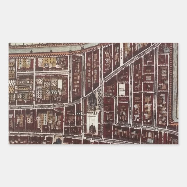 Replica city map of Delft 1649 Rectangular Sticker (Front)