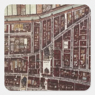 Replica city map of Delft 1649 Square Sticker