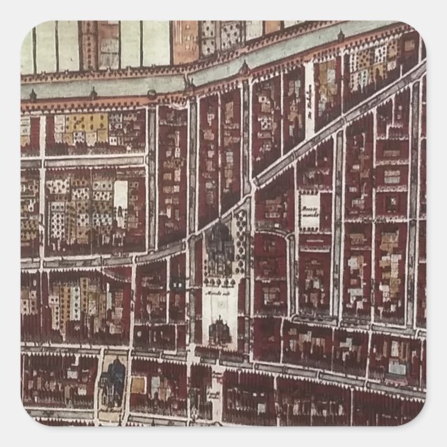 Replica city map of Delft 1649 Square Sticker (Front)