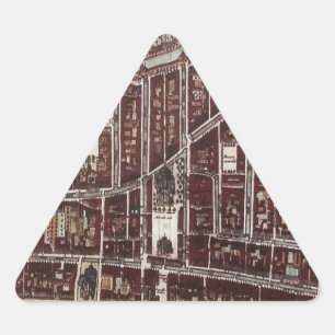 Replica city map of Delft 1649 Triangle Sticker