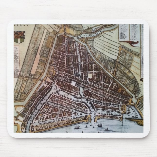 Replica city map of Rotterdam 1652 Mouse Mat (Front)