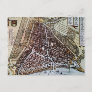 Replica city map of Rotterdam 1652 Postcard