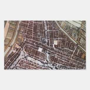 Replica city map of Rotterdam 1652 Rectangular Sticker