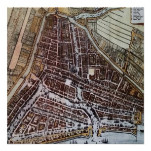 Replica city map of Rotterdam from 1652 Poster