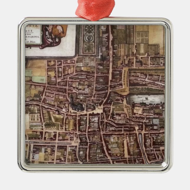 Replica city map of The Hague 1649 Metal Tree Decoration (Front)
