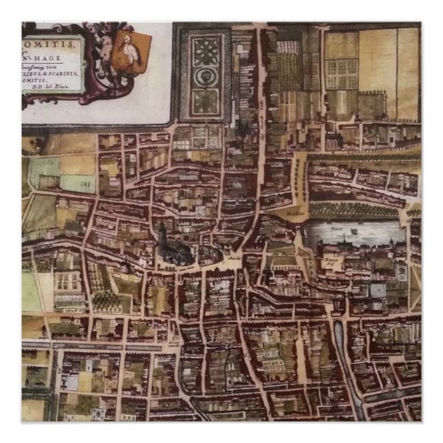Replica city map of The Hague 1649 Poster (Front)