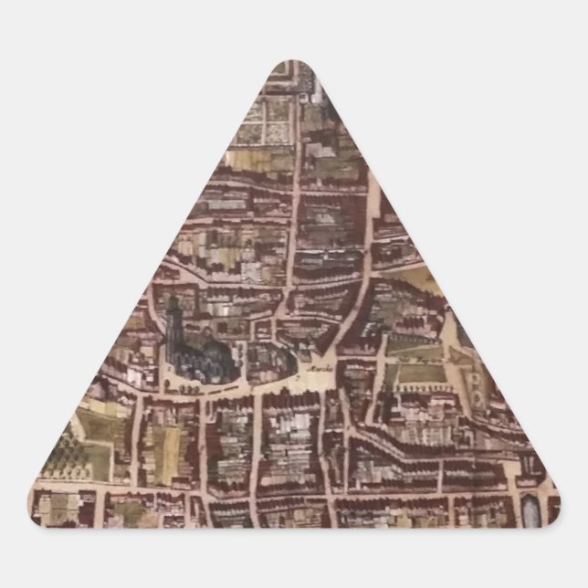 Replica city map of The Hague 1649 Triangle Sticker (Front)