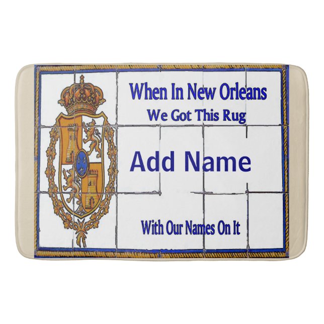Replica French Quarter Street Name Tile Murals: Bath Mat (Front)