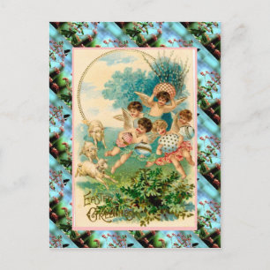 Replica Vintage Easter card, Cherubs with eggs Holiday Postcard
