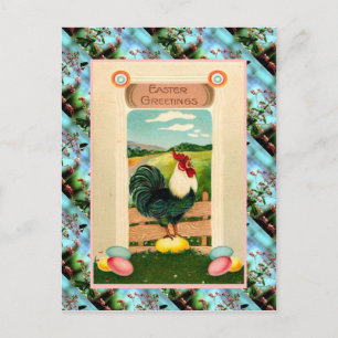 Replica Vintage Easter card, Chicken and eggs Holiday Postcard