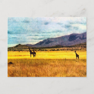 Replica  Vintage Giraffe on steppes of Tanganyika Postcard