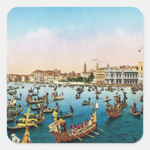 Replica Vintage Image, Venice 1910 Square Sticker