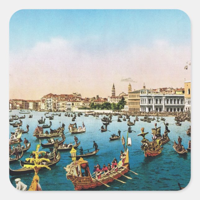 Replica Vintage Image, Venice 1910 Square Sticker (Front)