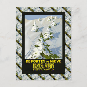 Replica Vintage Ski Poster, Picos de Europa Postcard