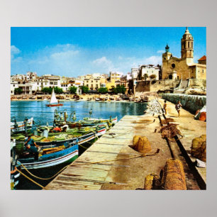 Replica Vintage Spain, Sitges waterfront Poster