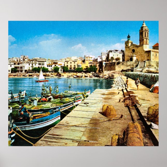 Replica Vintage Spain,  Sitges waterfront Poster (Front)