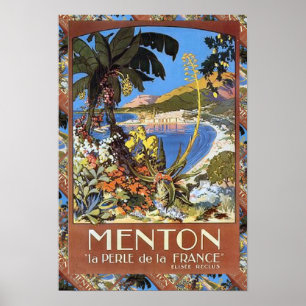 Replica Vintage travel, Menton French Riviera Poster