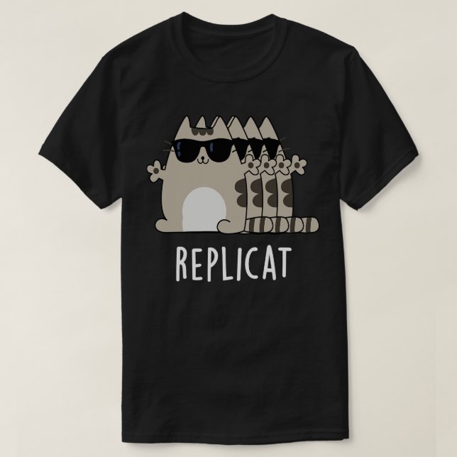 Replicat Funny Replicated Cat Pun T-Shirt (Design Front)