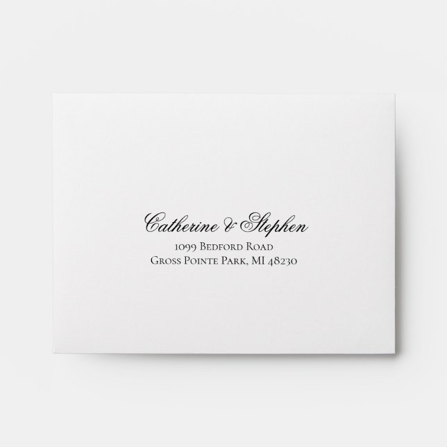 Reply card envelope for monogram invitation (Front)
