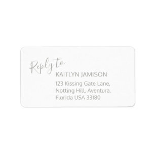 Reply modern grey white wedding address labels