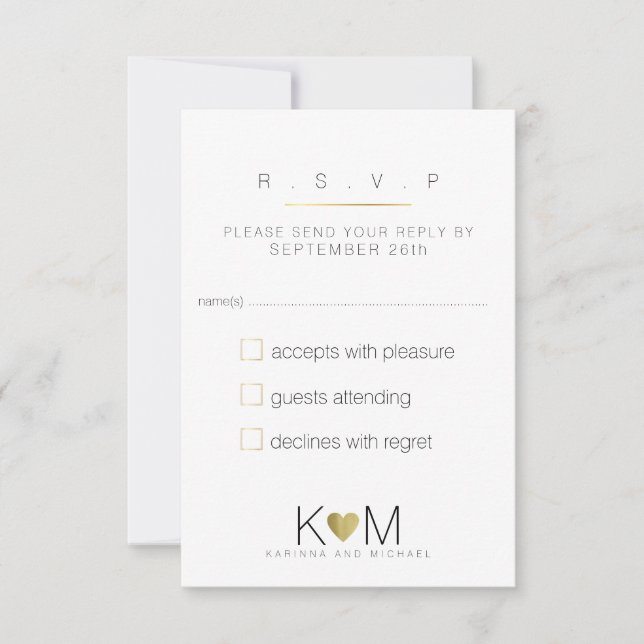 reply, respond rsvp elegant, white & clear wedding card (Front)