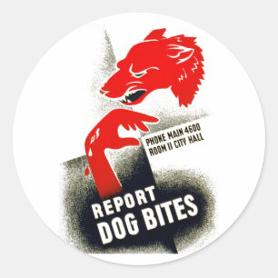 Report Dog Bites Classic Round Sticker