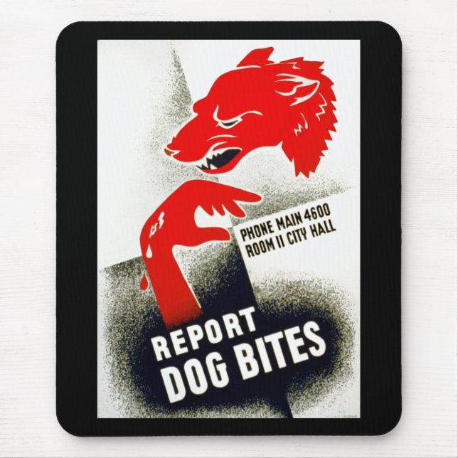 Report Dog Bites Mouse Mat (Front)