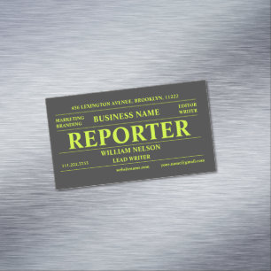 Reporter Journalist Black Magnetic Business Card