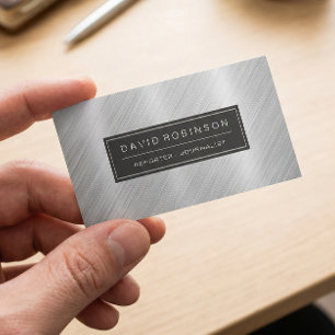 Reporter Journalist - Modern Brushed Metal Look Business Card
