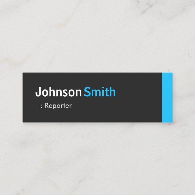 Reporter - Personal Aqua Blue Mini Mini Business Card (Front)