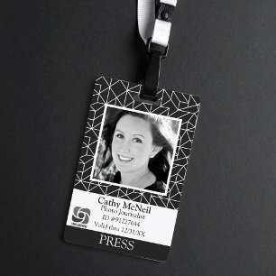Reporter Photographer Black White Modern Press ID ID Badge