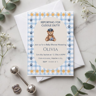 Reporting for Cuddle Duty Police Baby Shower Invitation