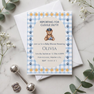 Reporting for Cuddle Duty Police Baby Shower Invitation
