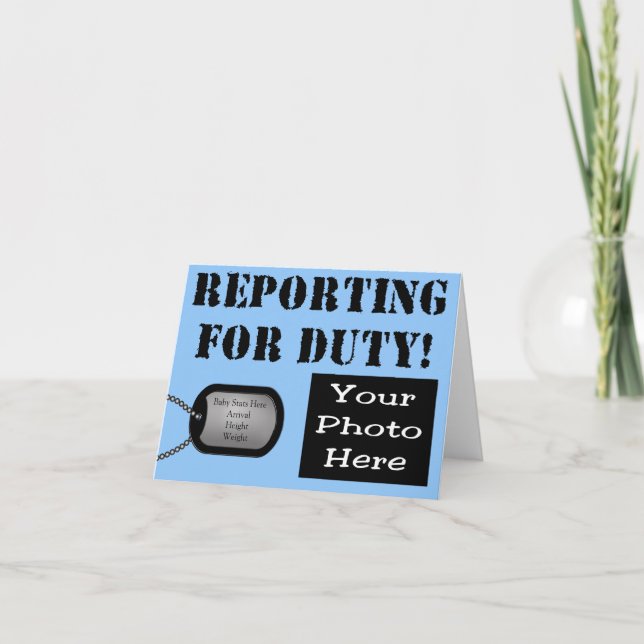 Reporting for Duty Military Birth Announcement (Front)