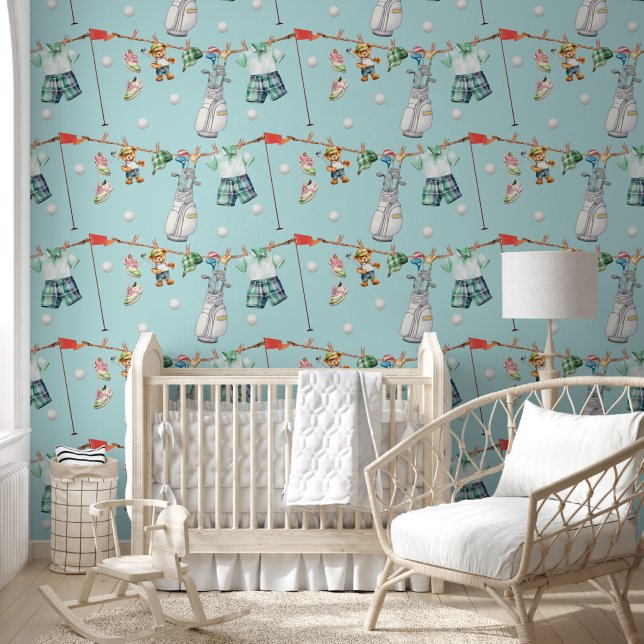 reppy Little Golfer Clothesline on light blue Wallpaper (Kids)
