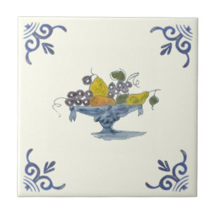 Repro 17th Century Delft Fruit Bowl Tile