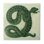 Repro 1880s De Morgan Handpainted Green Snake Tile<br><div class="desc">William De Morgan (1839-1917) was an important Arts & Crafts movement artist and was the head of tile production at William Morris's studio. Snakes were a popular theme in the Victorian era, and this is one of several snakes by De Morgan. (Check our other listings for more.) The original handpainted...</div>