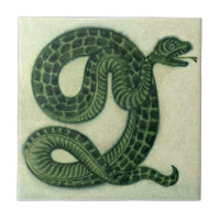 Repro 1880s De Morgan Handpainted Green Snake