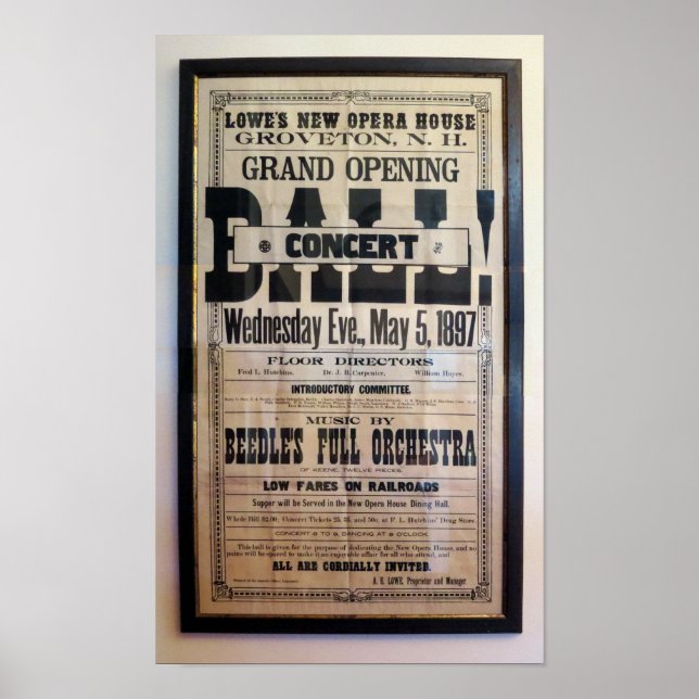 Repro 1897 letterpress theatre broadside poster (Front)