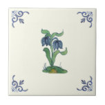 Repro Antique Blue Tulips Handpainted Delft Tile<br><div class="desc">Delft tiles date back to the 1600s when blue and white Chinese porcelain imports reached the Netherlands. The popularity of these items was a great influence on Dutch tile artisans and Delft became the center of production for these usually (but not always) blue and white tiles.</div>